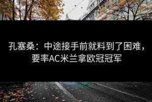 孔塞桑：中途接手前就料到了困难，要率AC米兰拿欧冠冠军